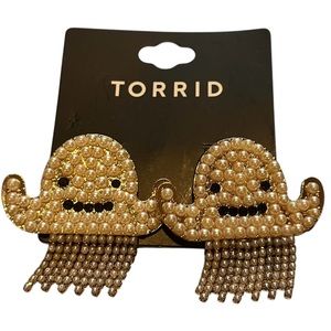 Torrid Gold-Tone and Pearl Ghost Post Earrings